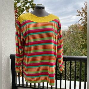 Vintage Crewneck long sleeved rainbow coloured cotton polyester knit women’s top